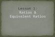 What do you know about ratios? When have you seen or used ratios?