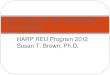 HARP REU Program 2012 Susan T. Brown, Ph.D. ND Numbers in CFD and Setting up a Problem