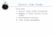 Direct Time Study Sections: 1.Direct Time Study Procedure 2.Number of Work Cycles to be Timed 3.Performance Rating 4.Time Study Equipment