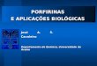 PORFIRINAS E APLICAÇÕES BIOLÓGICAS Departamento de Química, Universidade de Aveiro José A. S. Cavaleiro