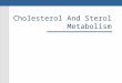 Cholesterol And Sterol Metabolism. Cholesterol Functions Membrane component Precurser to Bile acids Vitamin D Steroid hormones