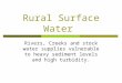 Rural Surface Water Rivers, Creeks and stock water supplies vulnerable to heavy sediment levels and high turbidity