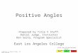 Positive Angles Prepared by Title V Staff: Daniel Judge, Instructor Ken Saita, Program Specialist East Los Angeles College EXIT BACKNEXT © 2002 East Los