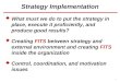 1 Strategy Implementation  What must we do to put the strategy in place, execute it proficiently, and produce good results?  Creating FITS between strategy