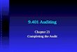 9.401 Auditing Chapter 21 Completing the Audit. Audit Completion Activities Reviewing for contingent liabilities Reviewing for contingent liabilities