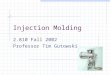 Injection Molding 2.810 Fall 2002 Professor Tim Gutowski