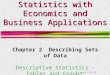 Note 3 of 5E Statistics with Economics and Business Applications Chapter 2 Describing Sets of Data Descriptive Statistics - Tables and Graphs