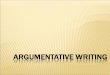 Persuasive → Argumentative Writing Keystone Exams: English Composition PA Common Core Standard 1.4.9-10.J Create organization that establishes clear