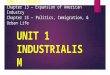 UNIT 1 NOTES Chapter 13 – Expansion of American Industry Chapter 15 –Politics, Immigration, & Urban Life