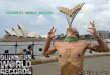 GUINNESS WORLD RECORDS Street performer Chayne Hultgren (a.k.a. 'The Space Cowboy'), re-enacts his 18-sword swallowing attempt for a Guinness World Record