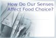 How Do Our Senses Affect Food Choice?. Sensory Evaluation  Evaluating foods using each of our five senses: