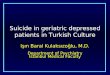 Suicide in geriatric depressed patients in Turkish Culture Işın Baral Kulaksızoğlu, M.D. Department of Psychiatry Istanbul Medical Faculty