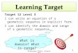 ©Evergreen Public Schools 2010 1 Learning Target Target 12 Level 3 I can write an equation of a geometric sequence in explicit form. I can identify the