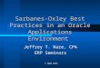 © 2004 ERPS Sarbanes-Oxley Best Practices in an Oracle Applications Environment Jeffrey T. Hare, CPA ERP Seminars
