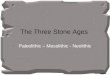 The Three Stone Ages Paleolithic – Mesolithic - Neolithic