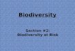Biodiversity Section #2: Biodiversity at Risk. Extinctions changes in Earth’s climate & ecosystems have caused the extinction of about ½ the species on