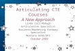 Articulating CTE Courses A New Approach Linda Corr-Mahugh Articulation Specialist Business/Marketing Pathway Specialist Montana OCHE/OPI October 2009