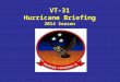 VT-31 Hurricane Briefing 2014 Season. Presentation topics: General Hurricane Info VT-31 Actions in response to: –Condition of Readiness (COR) levels NFAAS