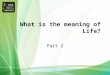 What is the meaning of Life? Part 2. Summary of Part 1 What is the meaning of Life? Bible message –Only way to true meaning is revealed by creator –Solomon:-