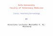 Kufa University Faculty of Veterinary Medicine Course : Veterinary Immunology BY Associate Lecturer Mortadha H. AL-Hussainy