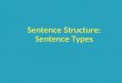 Sentence Structure: Sentence Types. Sentence Types Simple Compound Complex Compound-Complex