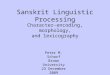 Sanskrit Linguistic Processing Character-encoding, morphology, and lexicography Peter M. Scharf Brown University 23 December 2009