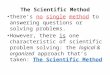 The Scientific Method there’s no single method to answering questions or solving problems. However, there is one characteristic of scientific problem solving:
