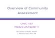 Overview of Community Assessment CHSC 433 Module 2/Chapter 4 UIC School of Public Health L. Michele Issel, PhD, RN