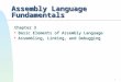 1 Assembly Language Fundamentals Chapter 3 n Basic Elements of Assembly Language n Assembling, Linking, and Debugging