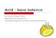 Acid – base balance Summary of basic facts Regulation of A-B balance Pathophysiology of clinically important disorders