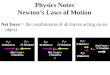 Physics Notes Newton’s Laws of Motion Net force = the combination of all forces acting on an object
