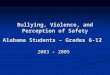 Bullying, Violence, and Perception of Safety Alabama Students – Grades 6-12 2003 – 2005