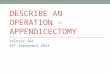 DESCRIBE AN OPERATION – APPENDICECTOMY Valerie See 29 th September 2014