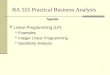 1 BA 555 Practical Business Analysis Linear Programming (LP) Examples Integer Linear Programming Sensitivity Analysis Agenda