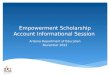 Empowerment Scholarship Account Informational Session Arizona Department of Education November 2012