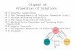 Chapter 10 Properties of Solutions 17.1 Solution Composition 17.2 The Thermodynamics of Solution Formation (skip) 17.3 Factors Affecting Solubility 17.4