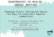 Changing Places: How Health Equity for Boys of Color Will Improve Communities GRANTMAKERS IN HEALTH ANNUAL MEETING Baltimore, March 7-9, 2012 Presenter: