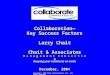 Collaboration— Key Success Factors Larry Chait Chait & Associates M a n a g e m e n t C o n s u l t i n g Keeping your initiatives on track December, 2004