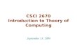 CSCI 2670 Introduction to Theory of Computing September 15, 2004