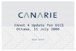 CAnet 4 Update for DICE Ottawa, 11 July 2006 René Hatem