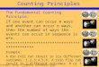 Counting Principles The Fundamental Counting Principle: If one event can occur m ways and another can occur n ways, then the number of ways the events