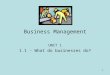 1 Business Management UNIT 1 1.1 - What do businesses do?