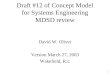 1 Draft #12 of Concept Model for Systems Engineering MDSD review David W. Oliver Version March 27, 2003 Wakefield, R.I