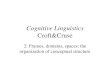 Cognitive Linguistics Croft&Cruse 2: Frames, domains, spaces: the organization of conceptual structure