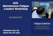 Federal Aviation Administration Fatigue Solutions: From Science to Workplace Reality Oklahoma City, OK March 29 & 30, 2011 AVS Maintenance Fatigue Leaders