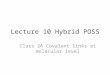 Lecture 10 Hybrid POSS Class 2A Covalent links at molecular level