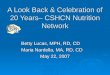 A Look Back & Celebration of 20 Years– CSHCN Nutrition Network Betty Lucas, MPH, RD, CD Maria Nardella, MA, RD, CD May 22, 2007