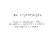 The Erythrocyte Henry O. Ogedegbe, PhD., BB(ASCP), C(ASCP)SC, CC(NRCC) Department of EHMCS