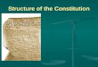 Structure of the Constitution. Preamble (Introduction) Goals  To form a more perfect union  To establish justice  To ensure domestic tranquility What