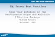 SQL Server Best Practices Keep Your Database In Top Performance Shape and Maintain Effective Backups September, 2007 Richard Kokoski